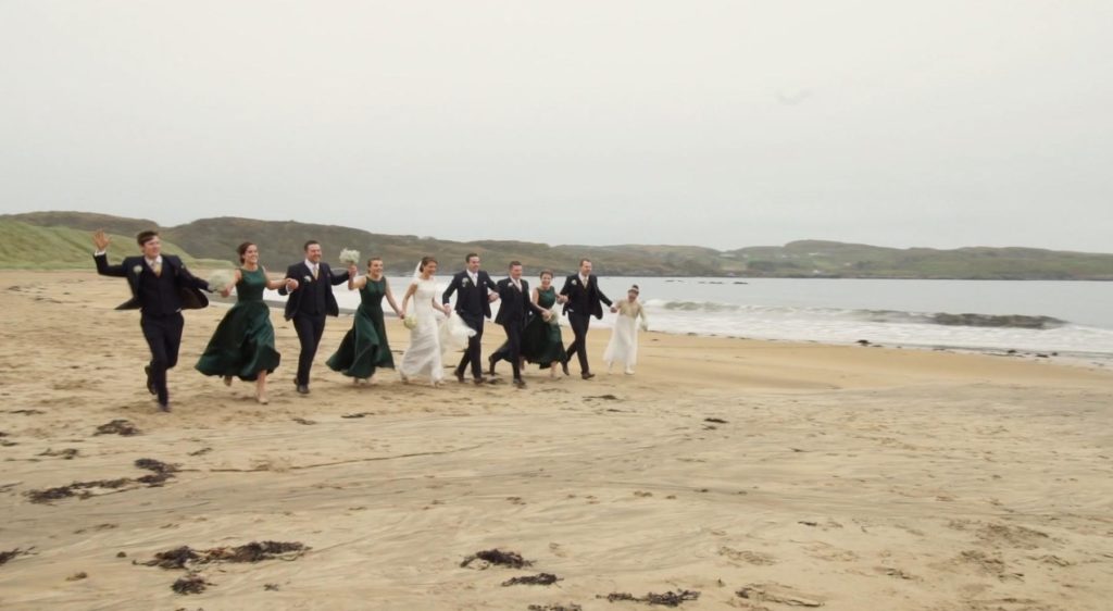 fintra beach wedding party bridal run kilcar wedding
