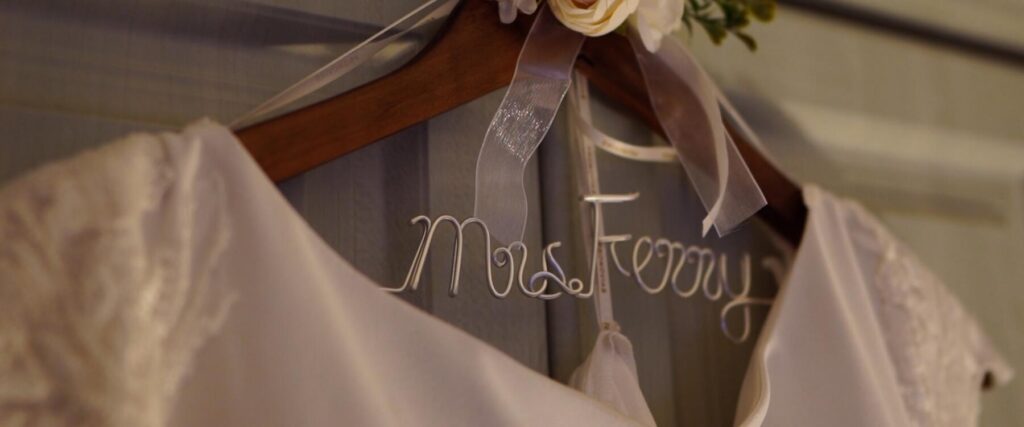 brides dress name hanger