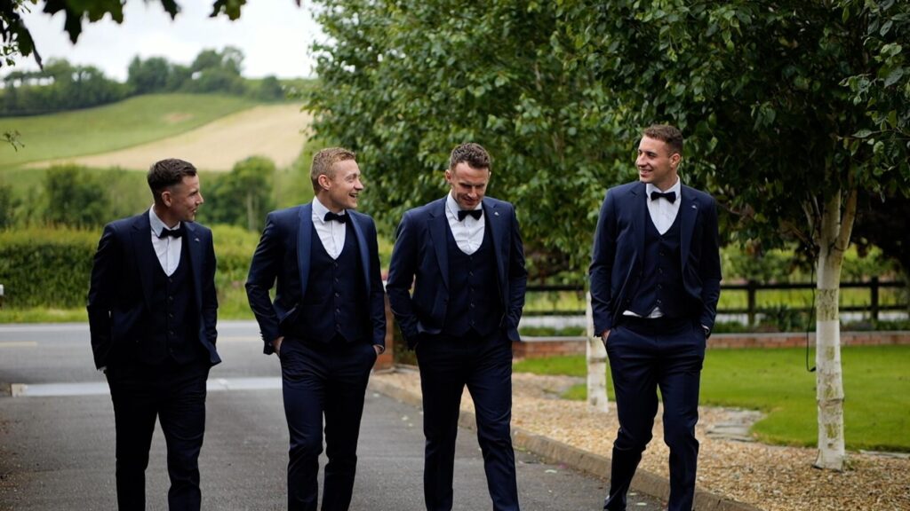 Conor Walshe with groomsmen  Fintan Kelly, Karl O'Connell and Jamie Walshe