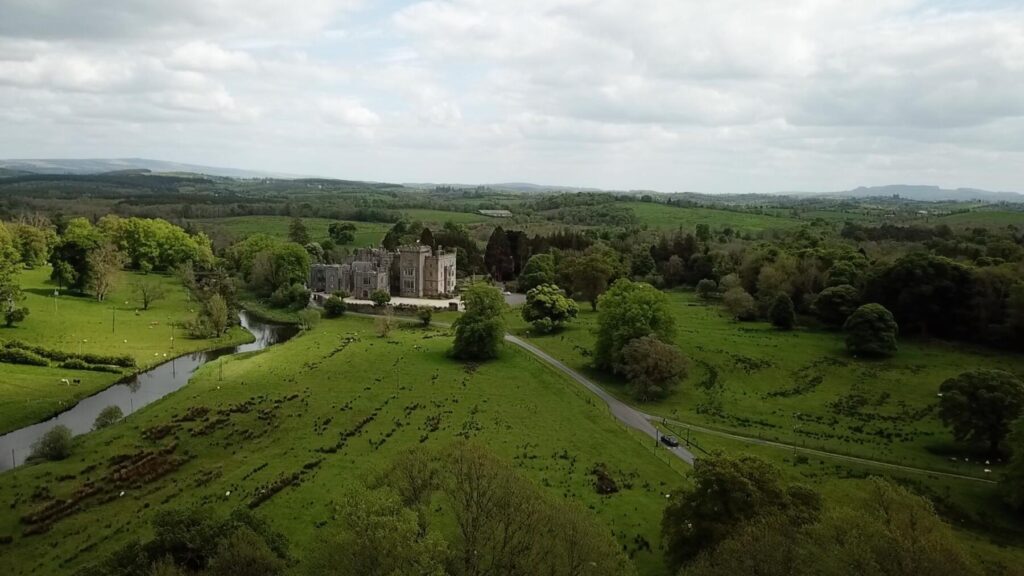 markree castle wedding video drone shot