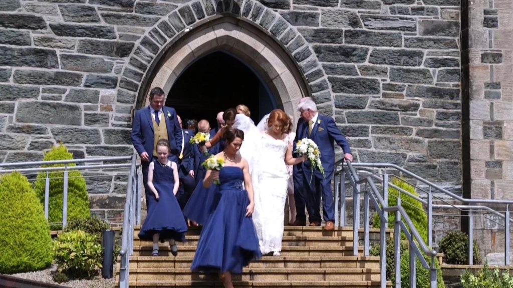 Angela and Deain leave the church in Drung before heading for the Inishowen Gateway