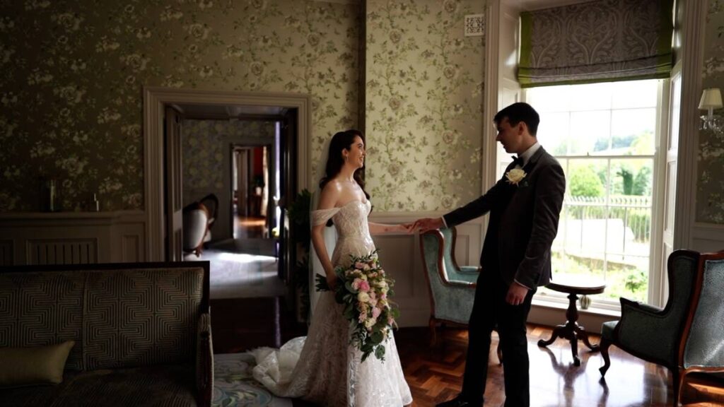 first look in the rockhill wedding video at the country estate