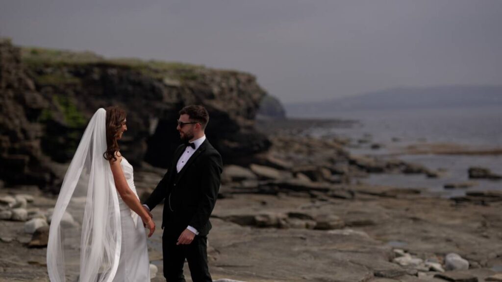 A beautiful first-look full of emotions, laughter and love before hotel doolin wedding ceremony